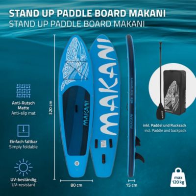 Planche stand up ECD Germany 320 x 80 x 15 cm bleu PVC gonflable jusqu'à 120 kg avec accessoires