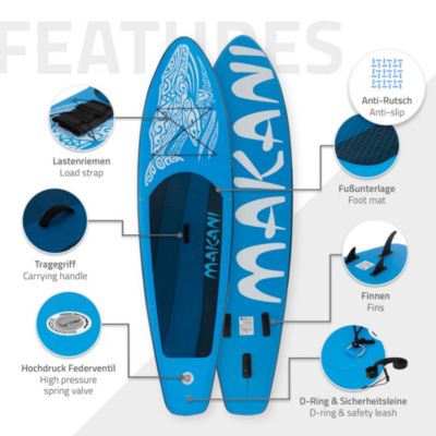 Planche stand up ECD Germany 320 x 80 x 15 cm bleu PVC gonflable jusqu'à 120 kg avec accessoires
