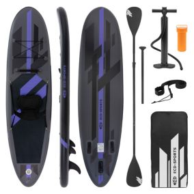 Planche stand up ECD Germany 320 x 82 x 15 cm noir PVC gonflable jusqu'à 120 kg avec siège de kayak