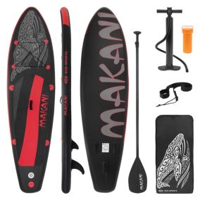 Planche stand up ECD Germany 320x80x15 cm noir-rouge PVC gonflable jusqu'à 120 kg avec accessoires