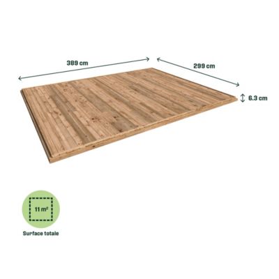 Plancher bois traité autoclave pour Abri de jardin Klikstrom Taman monopente de surface intérieure de 11,2m²