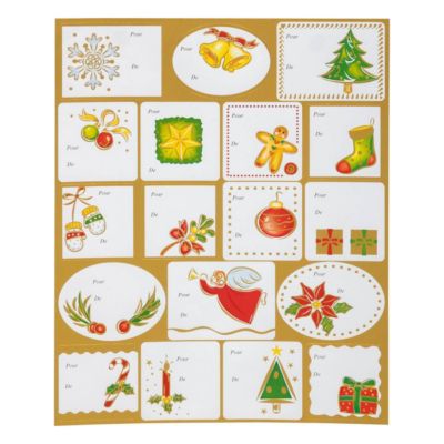 Planches de 36 étiquettes cadeaux autocollantes pailletées - feeric lights & christmas