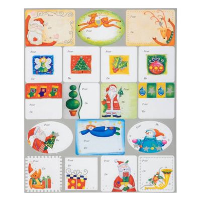 Planches de 36 étiquettes cadeaux autocollantes pailletées - feeric lights & christmas