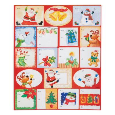 Planches de 36 étiquettes cadeaux autocollantes pailletées - feeric lights & christmas