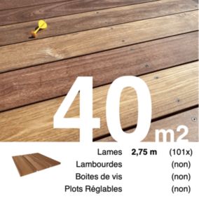 Planches de terrasse bois exotique CUMARU pour 40 m², Longueur 2,75 m
