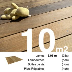 Planches de terrasse bois exotique IPE pour 10 m², Longueur 3,05 m.