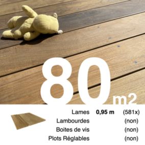 Planches de terrasse bois exotique IPE pour 80 m², Longueur 0,95 m.