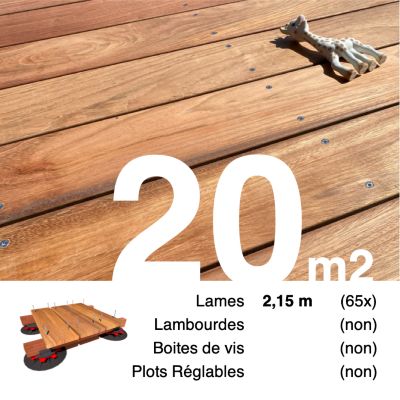 Planches de terrasse bois exotique JATOBA pour 20 m², Longueur 2,15 m.