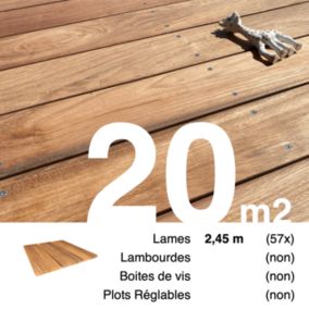 Planches de terrasse bois exotique JATOBA pour 20 m², Longueur 2,45 m.