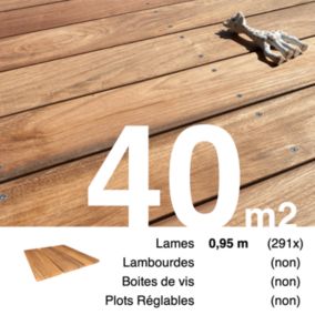 Planches de terrasse bois exotique JATOBA pour 40 m², Longueur 0,95 m.