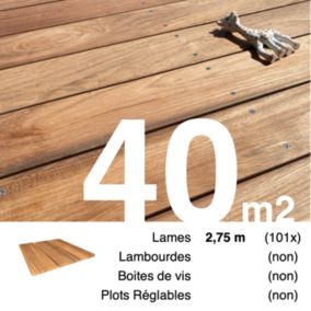 Planches de terrasse bois exotique JATOBA pour 40 m², Longueur 2,75 m