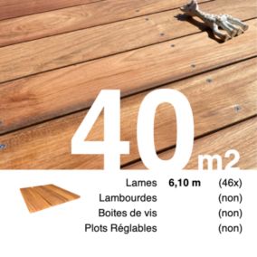 Planches de terrasse bois exotique JATOBA pour 40 m², Longueur 6,1 m.