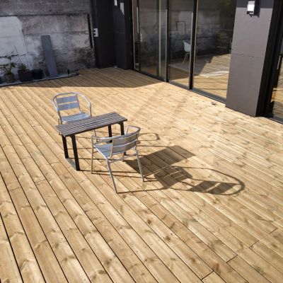 Planches de terrasse Pin autoclave Vert pour 10 m², Longueur 3,3 m.