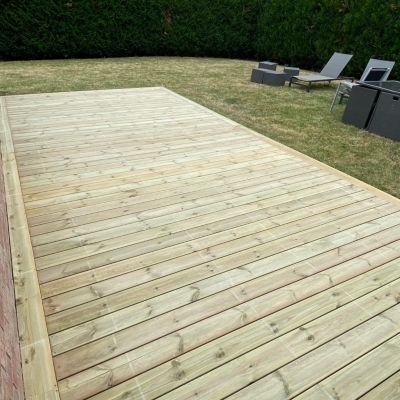 Planches de terrasse Pin autoclave Vert pour 40 m², Longueur 5,1 m.