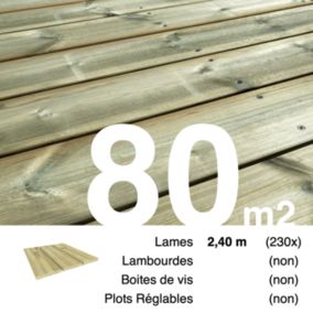 Planches de terrasse Pin autoclave Vert pour 80 m², Longueur 2,4 m.