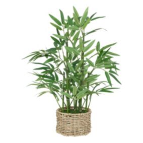 Plante artificielle Bambou dans un Pot en fibres naturelles D 32 x H 46 cm