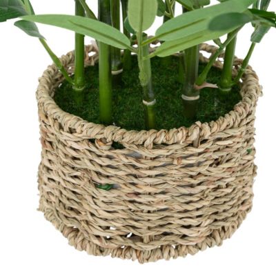 Plante artificielle Bambou dans un Pot en fibres naturelles D 32 x H 46 cm