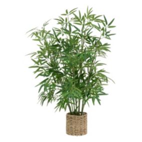 Plante artificielle Bambou dans un Pot en fibres naturelles D 45 x H 100 cm