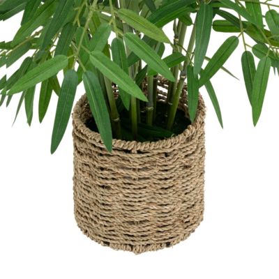 Plante artificielle Bambou dans un Pot en fibres naturelles D 45 x H 100 cm