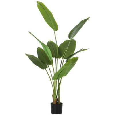 Plante artificielle bananier H.160cm 10 grandes feuilles grand réalisme pot inclus