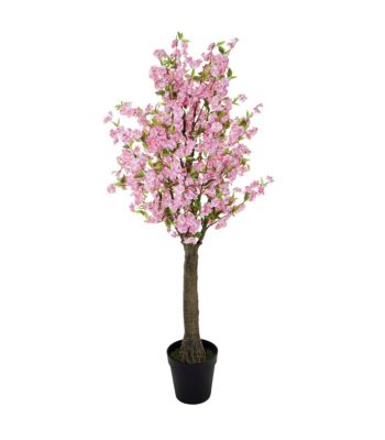 Plante artificielle Cerisier Rose dans un Pot noir  H 200 cm