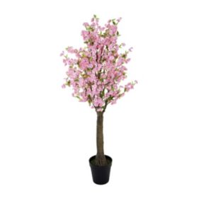 Plante artificielle Cerisier Rose dans un Pot noir  H 200 cm