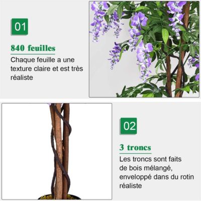 Plante Artificielle en Pot Hauteur 150CM Art Faux Bonsaï Decoration en Plastique Simulation Decorations Paysager