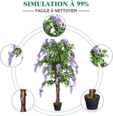 Plante Artificielle en Pot Hauteur 150CM Art Faux Bonsaï Decoration en Plastique Simulation Decorations Paysager