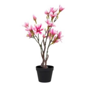 Plante Artificielle Magnolia, Rose, Polyéthylène, 30x40x74 cm, EPIKASA