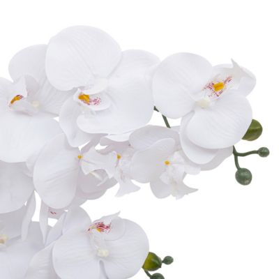 Plante artificielle Orchidée Blanche pot en céramique striée H 65 cm