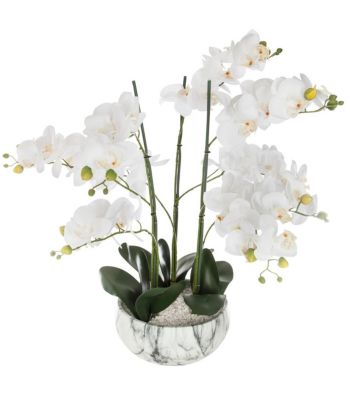 Plante artificielle Orchidée en pot marbré H 62 cm