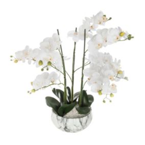 Plante artificielle Orchidée en pot marbré H 62 cm