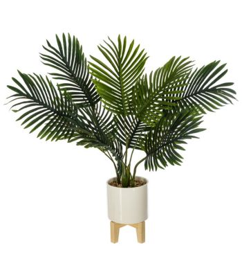 Plante artificielle Palmier dans un pot en céramique pied en bois H 72 cm