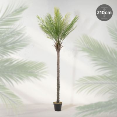 Plante artificielle palmier ML-Design 210 cm tropicale avec pot decor pour intérieur et extérieur