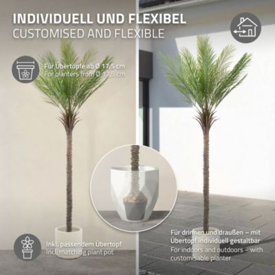 Plante artificielle palmier ML-Design 210 cm tropicale avec pot decor pour intérieur et extérieur