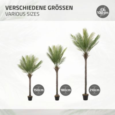 Plante artificielle palmier ML-Design 210 cm tropicale avec pot decor pour intérieur et extérieur