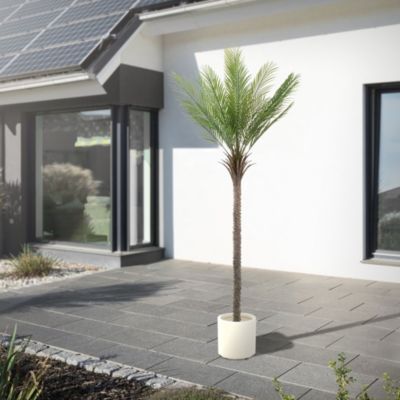Plante artificielle palmier ML-Design 210 cm tropicale avec pot decor pour intérieur et extérieur