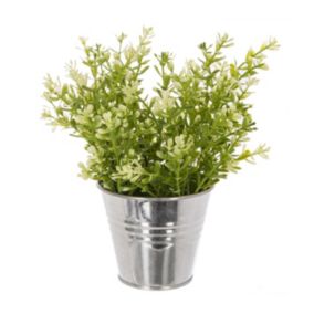 Plante artificielle Pot en zinc H 22 cm