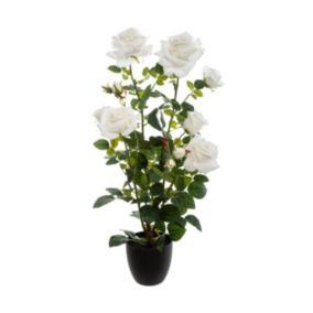 Plante artificielle Rosier velours en pot H 74 cm