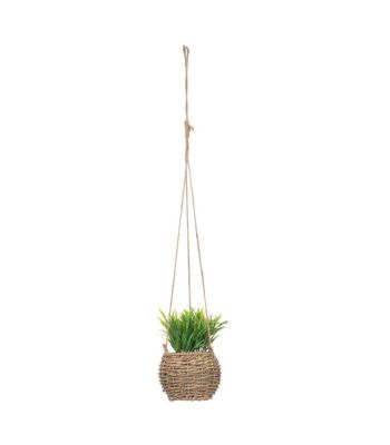 Plante artificielle suspendue pot en roseau H 60 cm