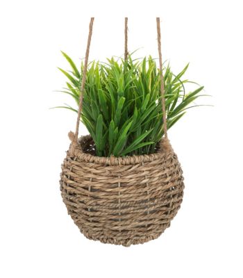 Plante artificielle suspendue pot en roseau H 60 cm