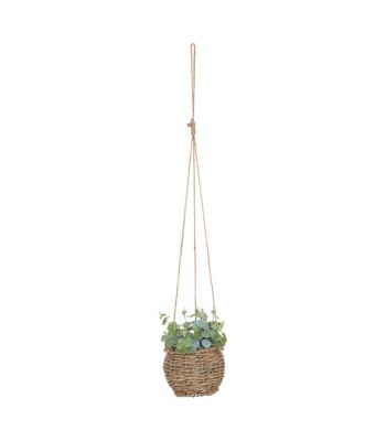 Plante artificielle suspendue pot en roseau H 60 cm