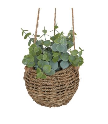 Plante artificielle suspendue pot en roseau H 60 cm