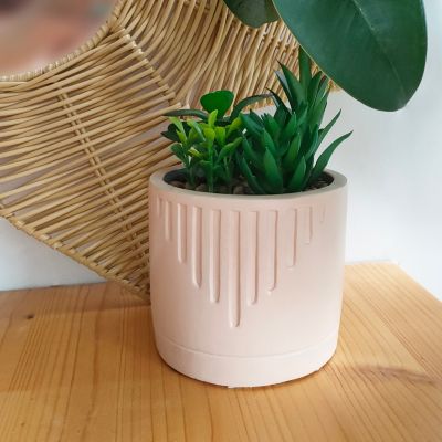 Plante grasse artificielle en pot Ornami l.10 x H. 19,5 cm blanc
