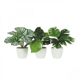 Plante verte artificielle 22cm lot de 3