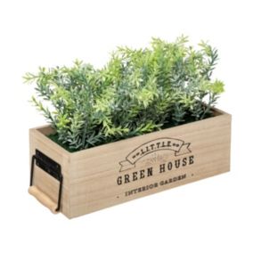 Plante verte artificielle Jardinière en Bois L 35 cm