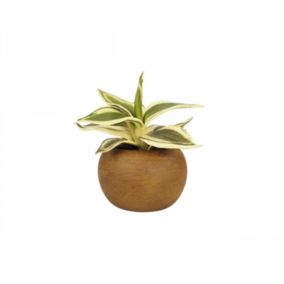 Plante verte artificielle pot effet bois 14cm