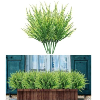 Plantes artificielles, 10 lots de fausses fougères perses, buissons de verdure d'extérieur résistants aux UV, fausses plantes