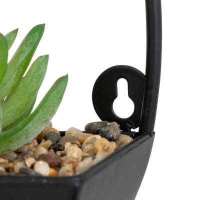 Plantes artificielles dans un support en métal Noir à suspendre H 41 cm