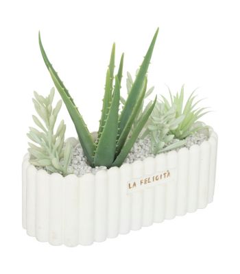 Plantes artificielles dans une Jardinière en céramique L 35 x H 15 cm